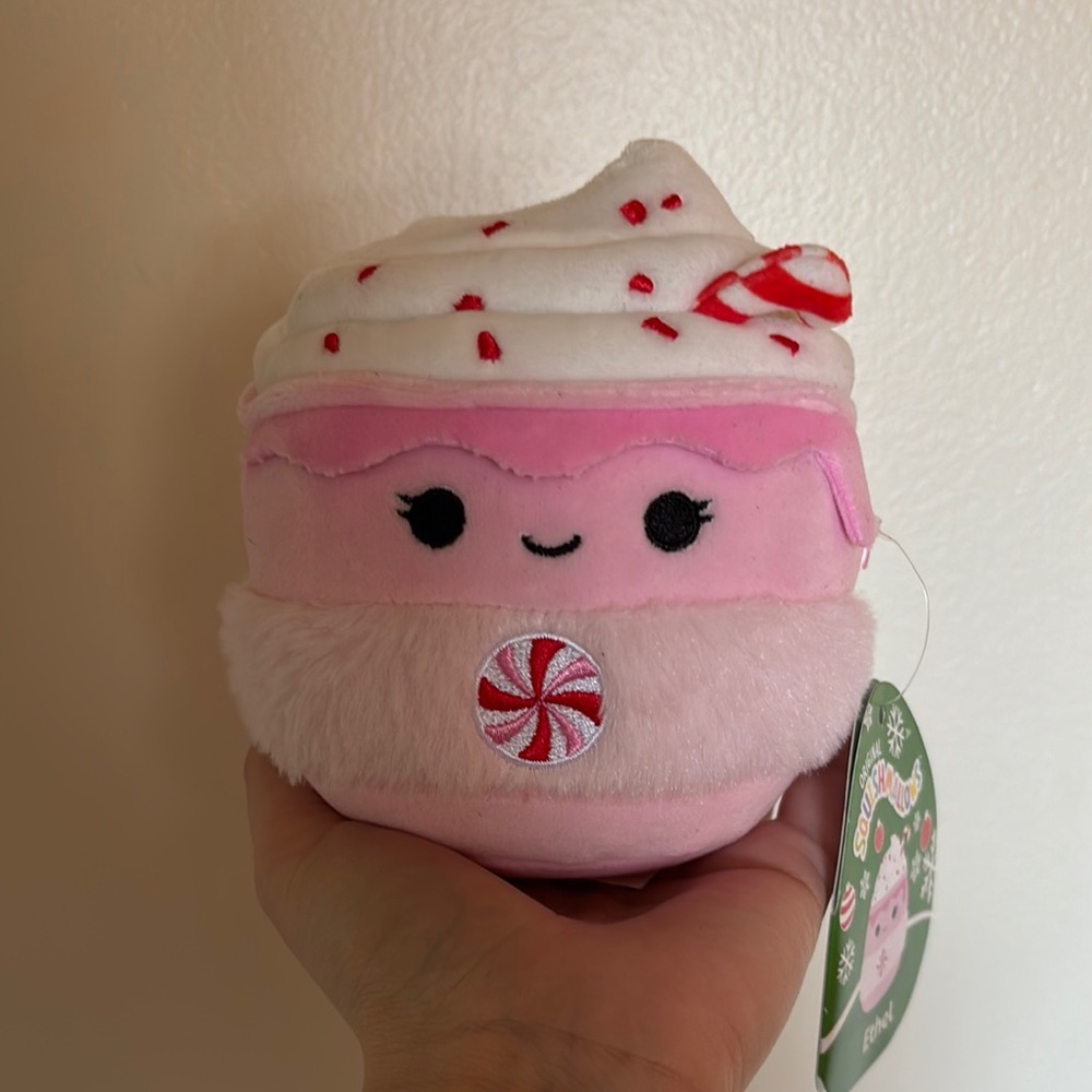 Pink and White christmas Squishmallow 5”